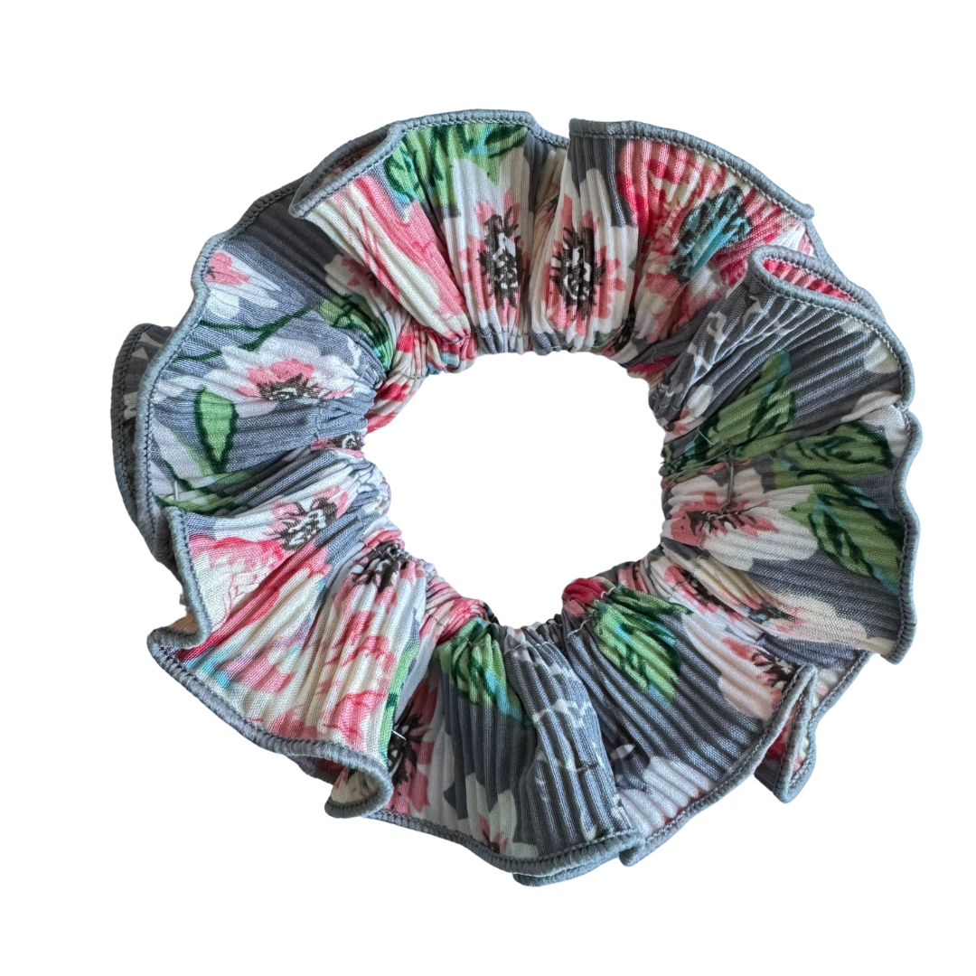 Colet Doble Plisado Floral Gris