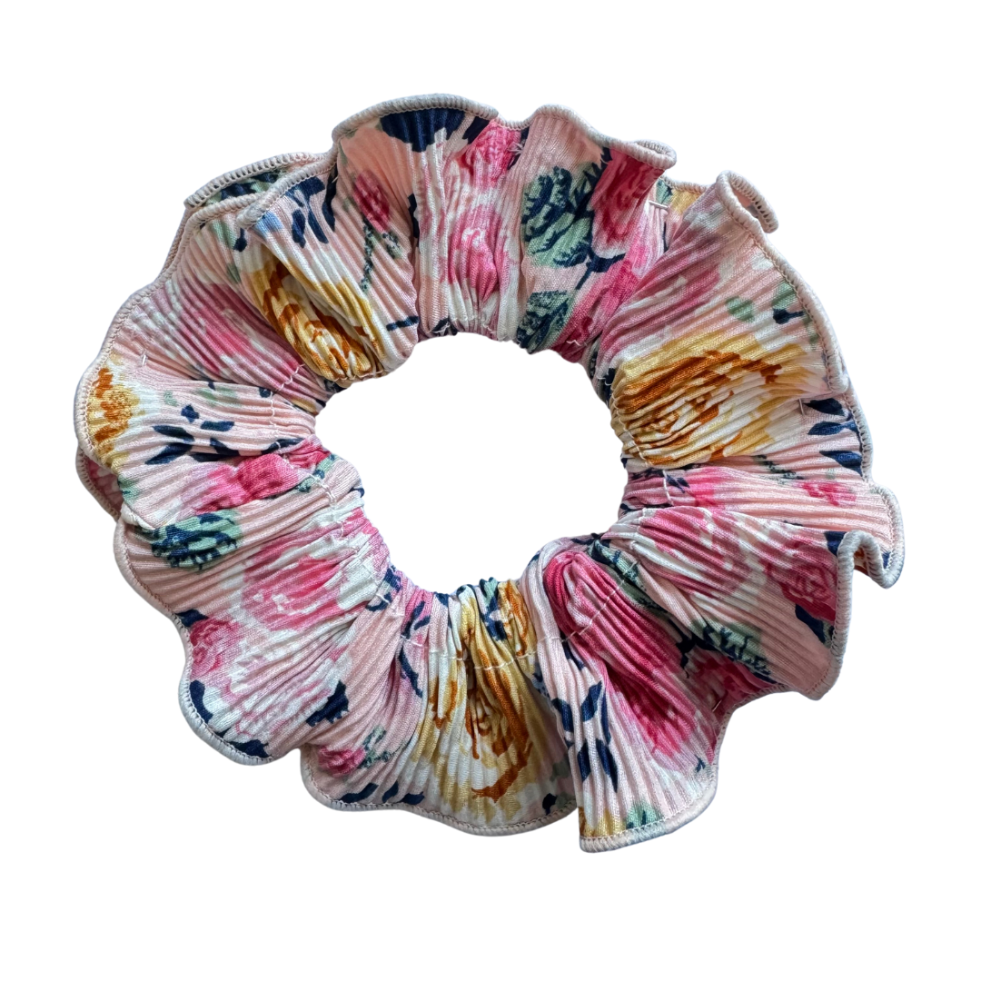 Colet Doble Plisado Floral Rosado