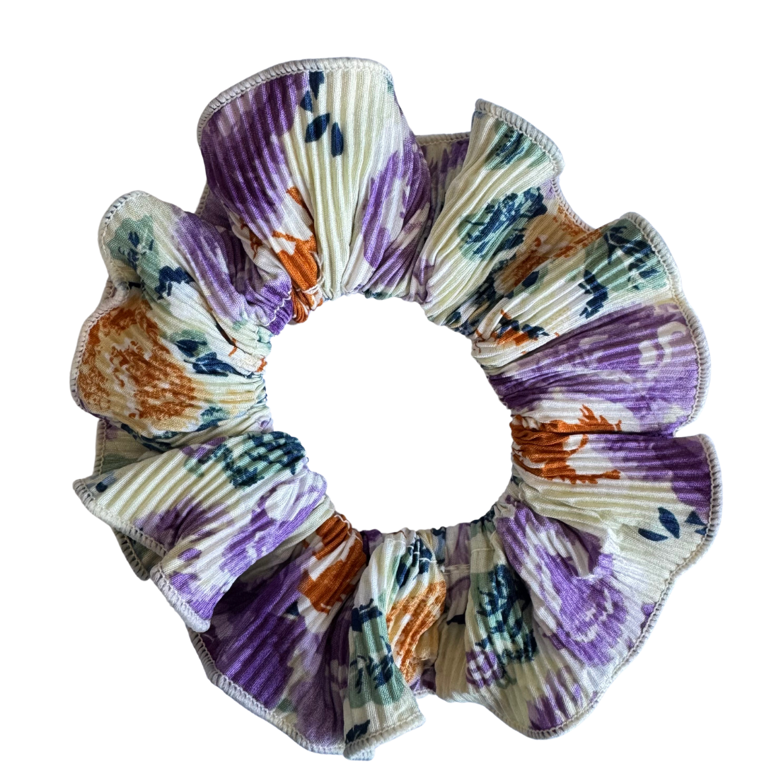 Colet Doble Plisado Floral Morado