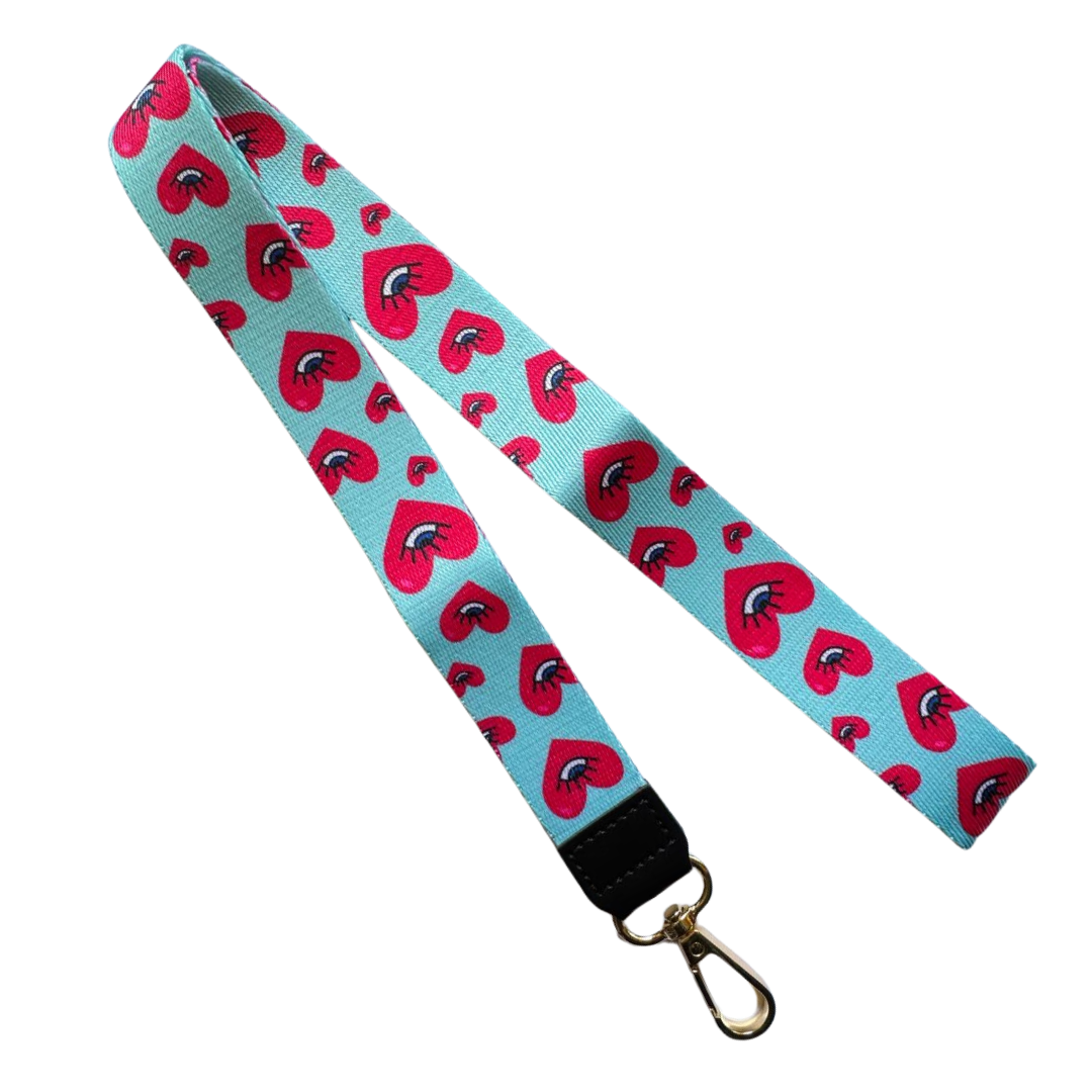 Lanyard Largo Menta Corazones