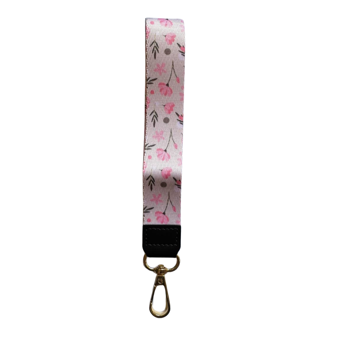 Lanyard Corto Rosado Flores Rosa
