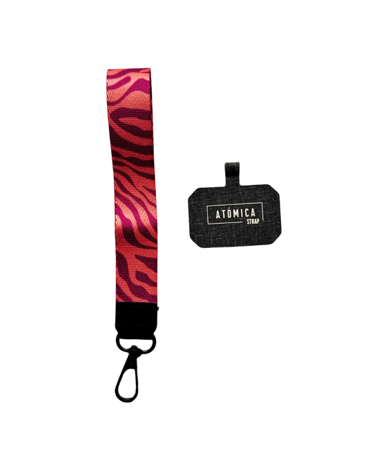 Lanyard de muñeca para celular Cebra Rosado y Naranjo