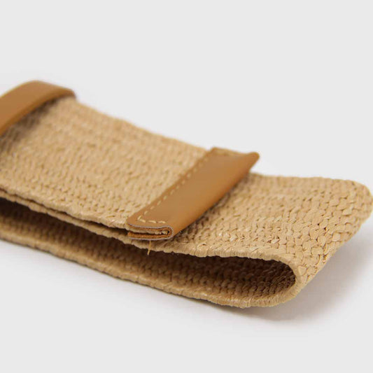 Cinturon Elástico Beige Hebilla Cuerda