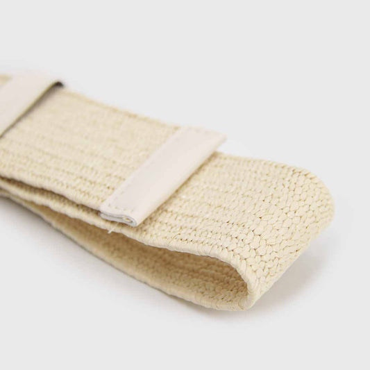 Cinturon Elástico Blanco Hebilla Cuerda