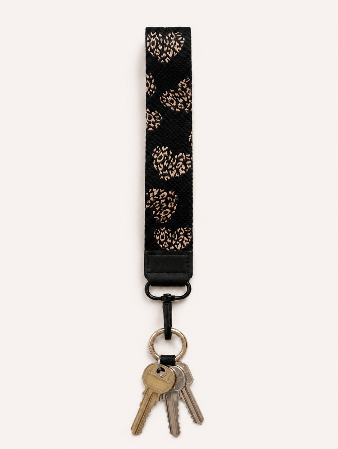 Lanyard Corto Negro Corazones Print