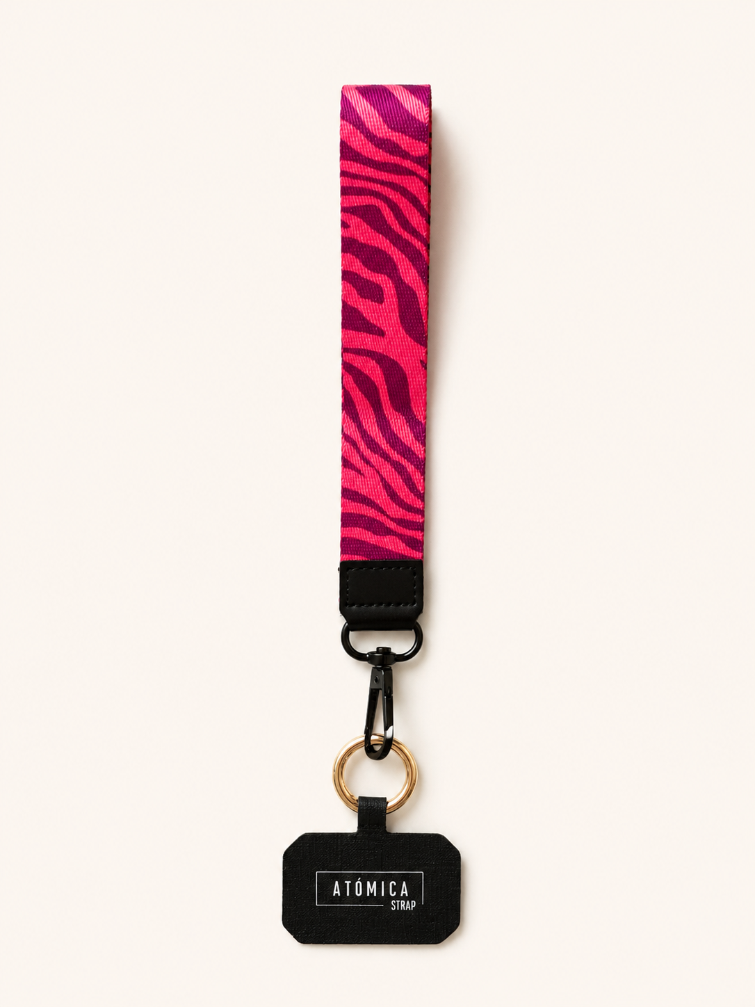 Lanyard Corto Cebra Rosada Naranja