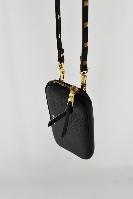 Cartera Samba Cuero Vegano Negro con Strap Lisa