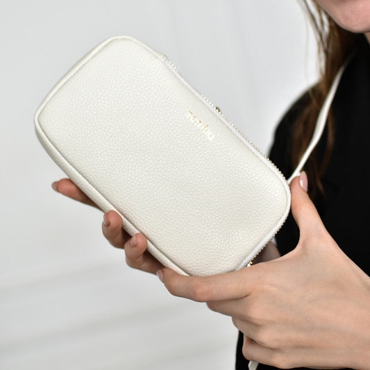 Cartera Samba Cuero Vegano Blanco con Strap Lisa