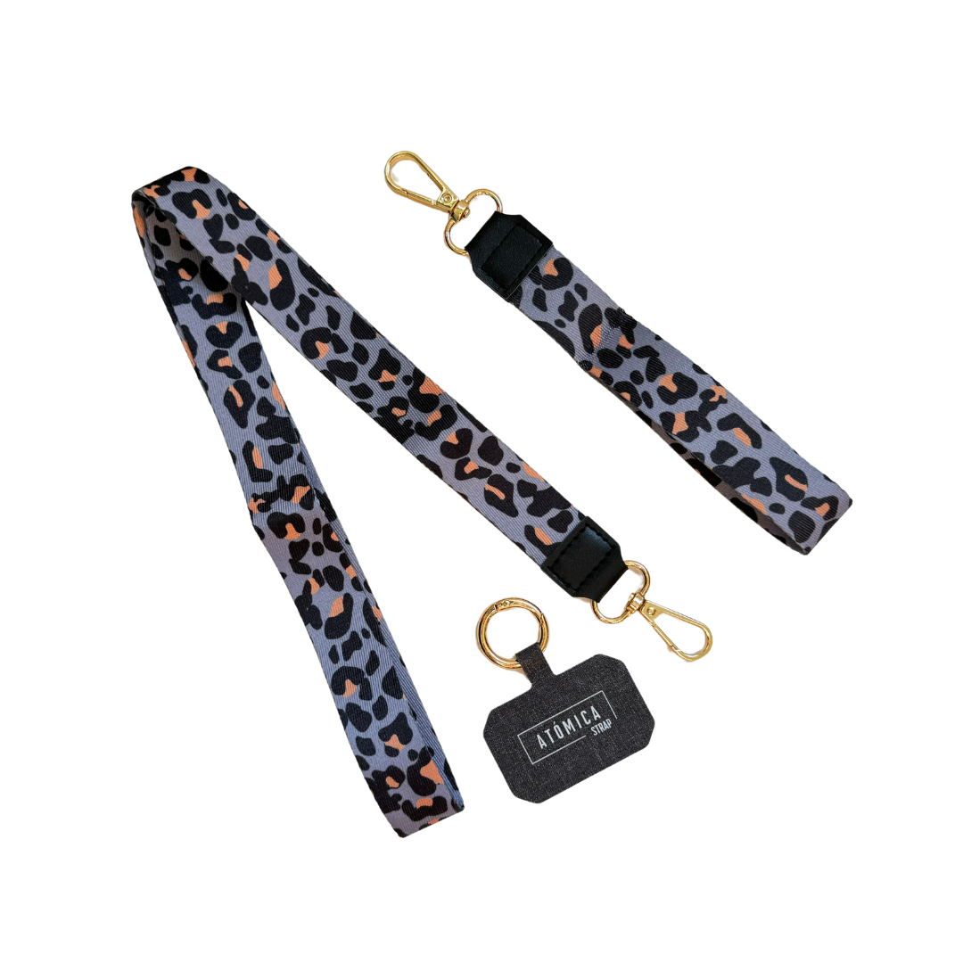 Lanyard Leopardo Gris Claro