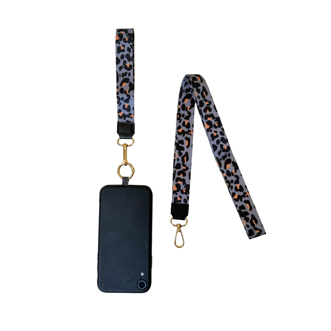 Lanyard Leopardo Gris Claro