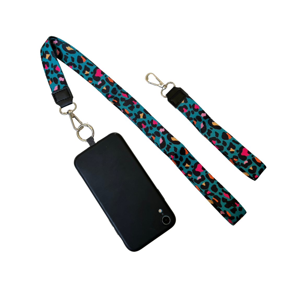 Lanyard Leopardo Petróleo y Colores