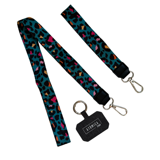 Lanyard Leopardo Petróleo y Colores