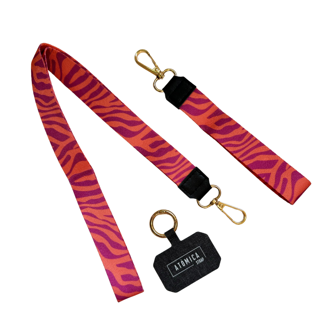 Lanyard Cebra Rosada Naranja