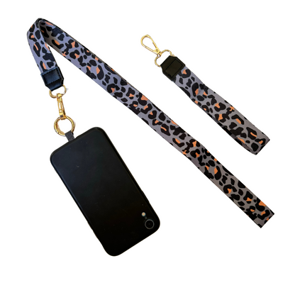 Lanyard Leopardo Gris Claro