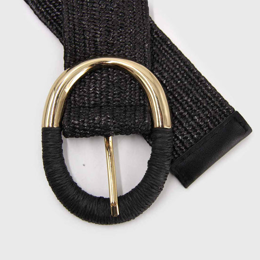 Cinturon Elástico Negro Hebilla Cuerda