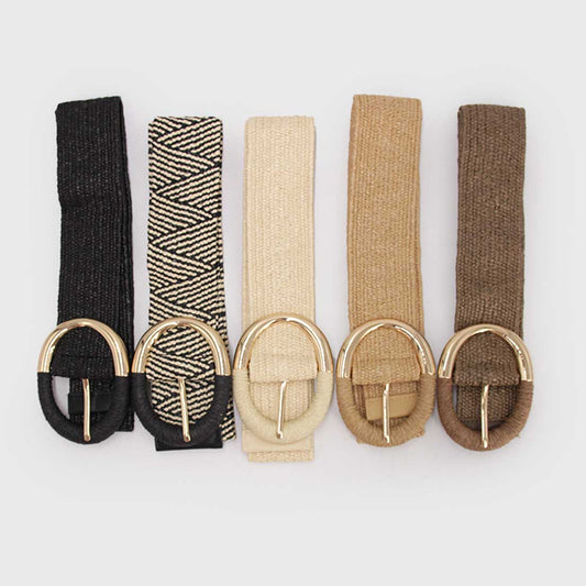 Cinturon Elástico Negro y Blanco Hebilla Cuerda