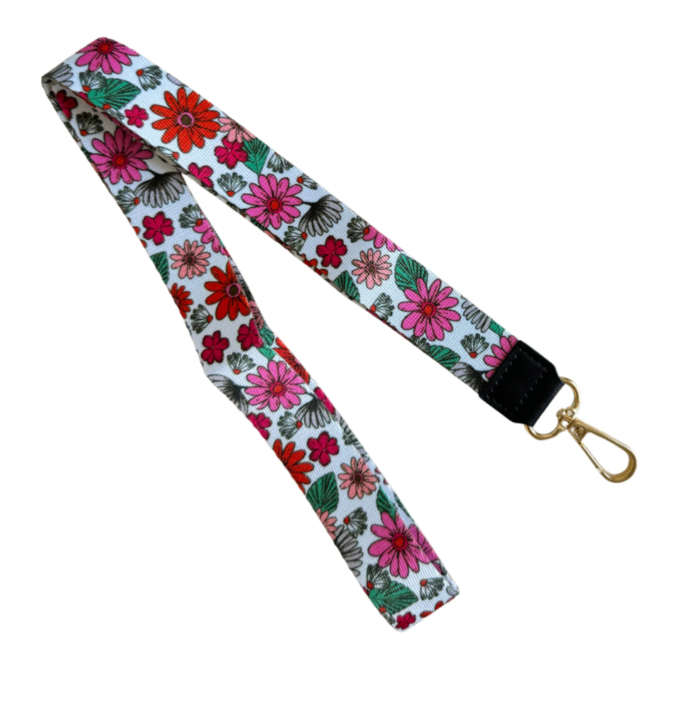 Lanyard Largo Flores Fucsia