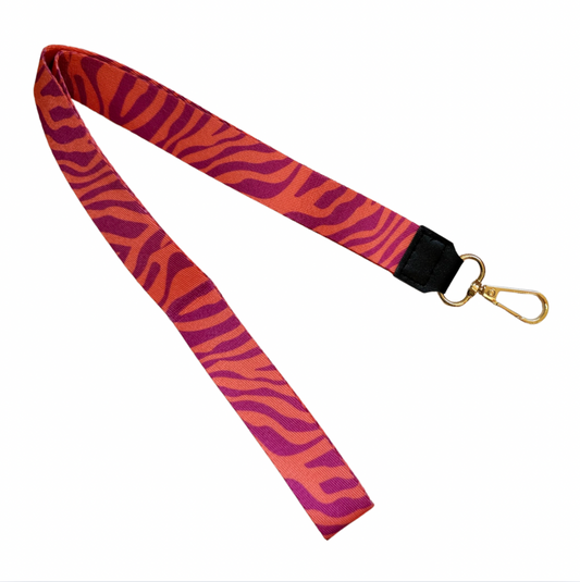 Lanyard Largo Cebra Rosada Naranja