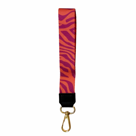 Lanyard Corto Cebra Rosada Naranja