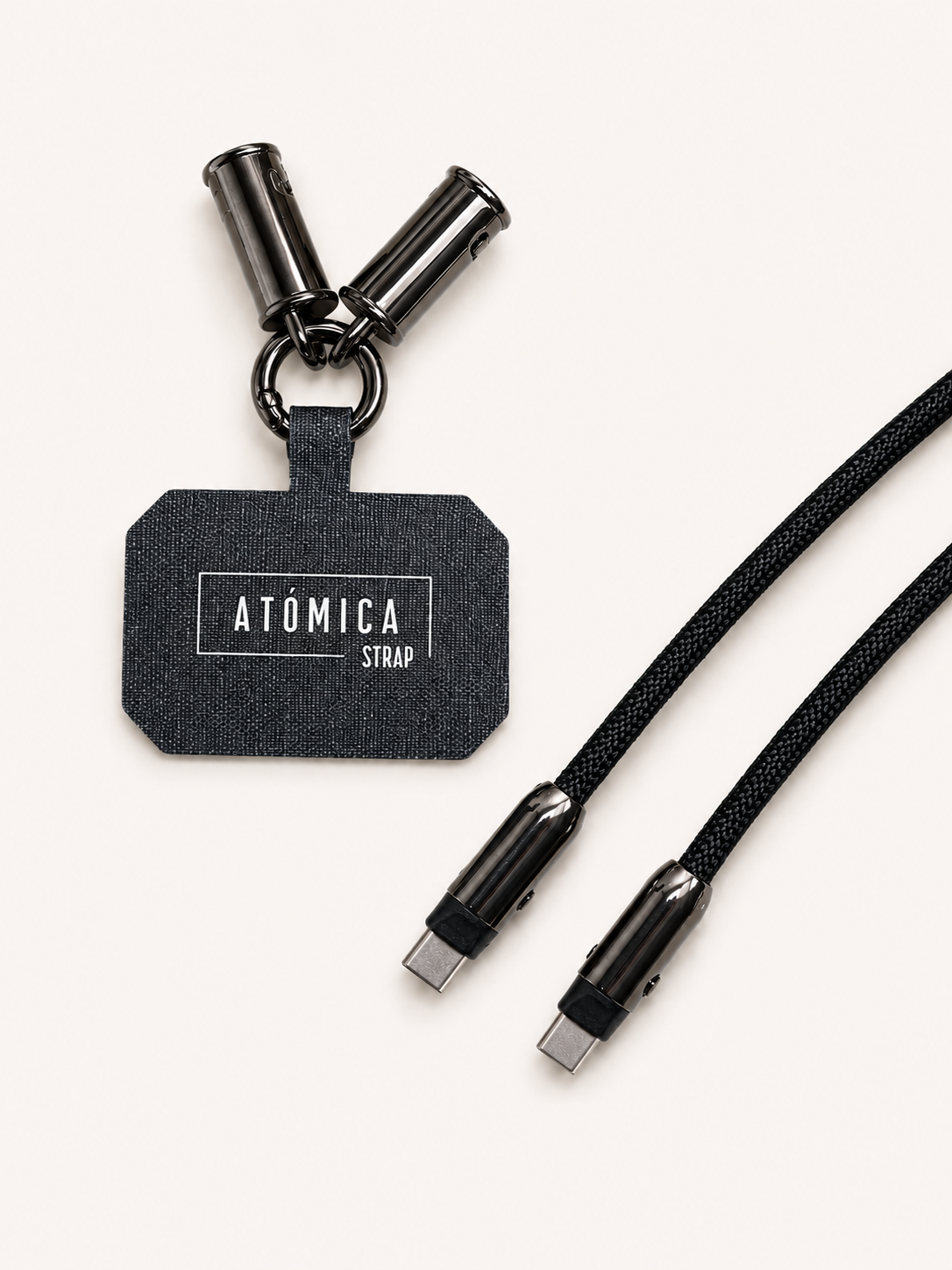 Cuerda Negra Cable USB-C colgante celular