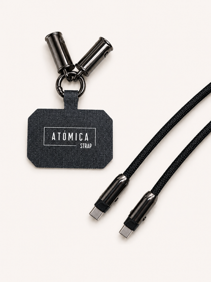 Cuerda Negra Cable USB-C colgante celular