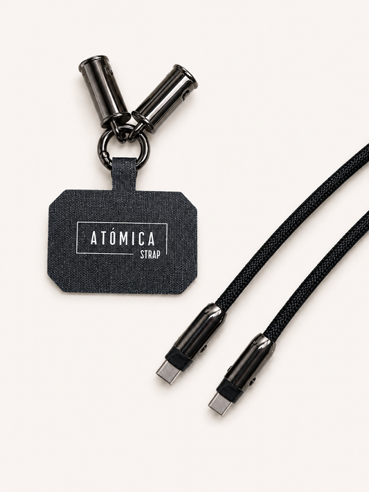 Cuerda Negra Cable USB-C colgante celular