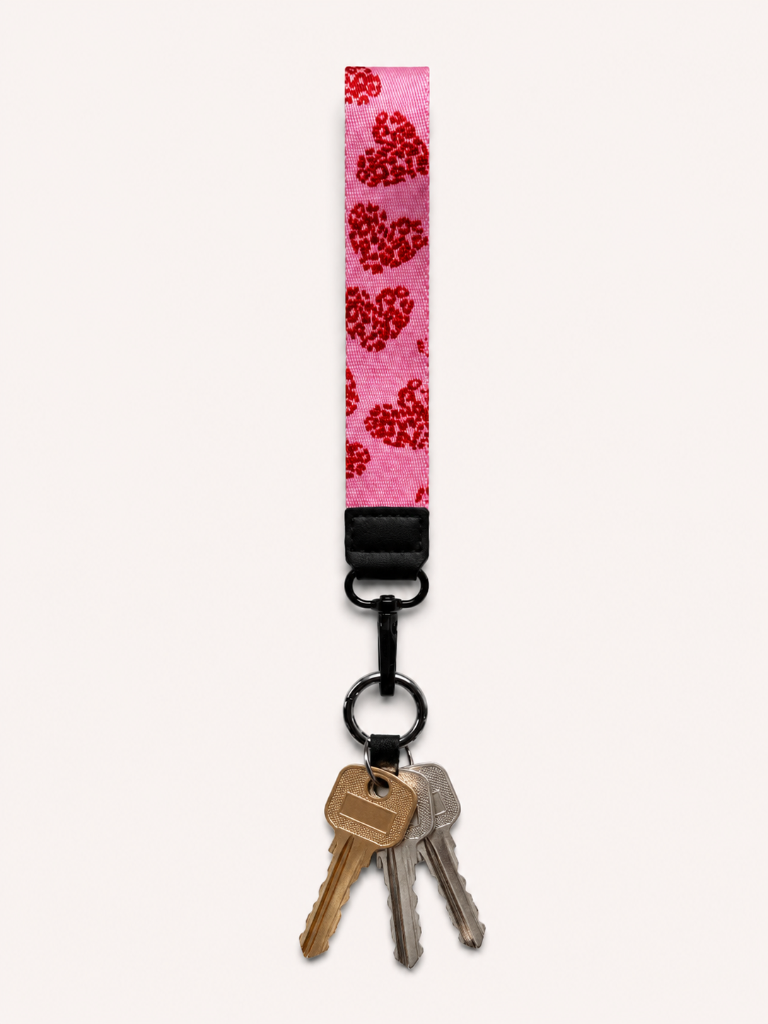 Lanyard Corto Rosado Corazones print