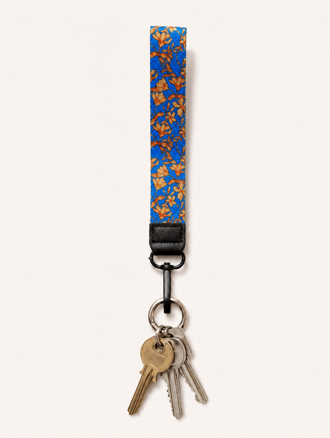 Lanyard Corto Azul Flores Amarillas