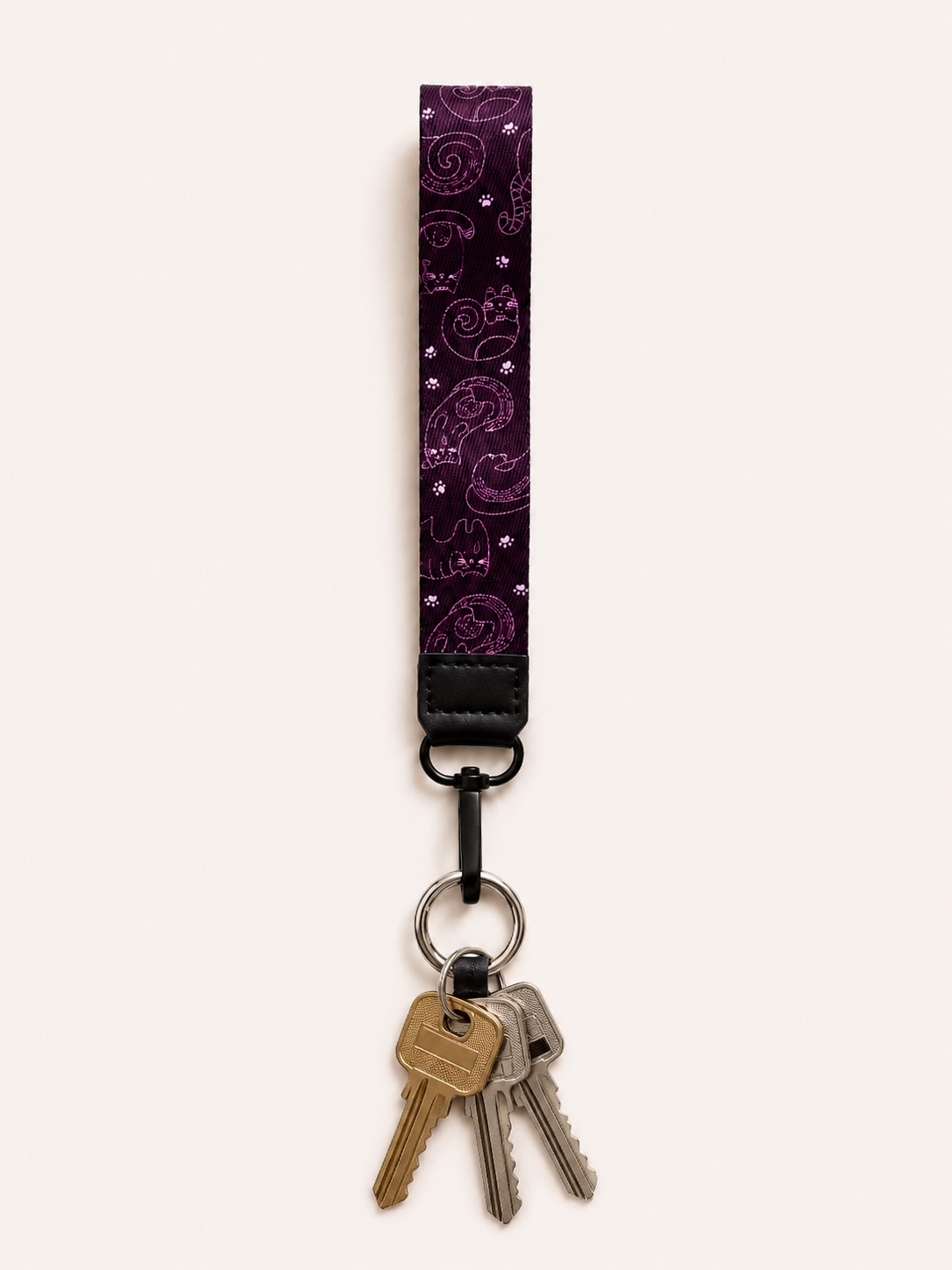 Lanyard Corto Burdeo Gatos