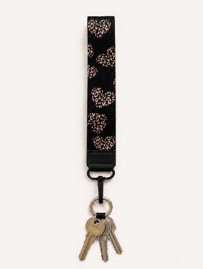 Lanyard Corto Negro Corazones Print