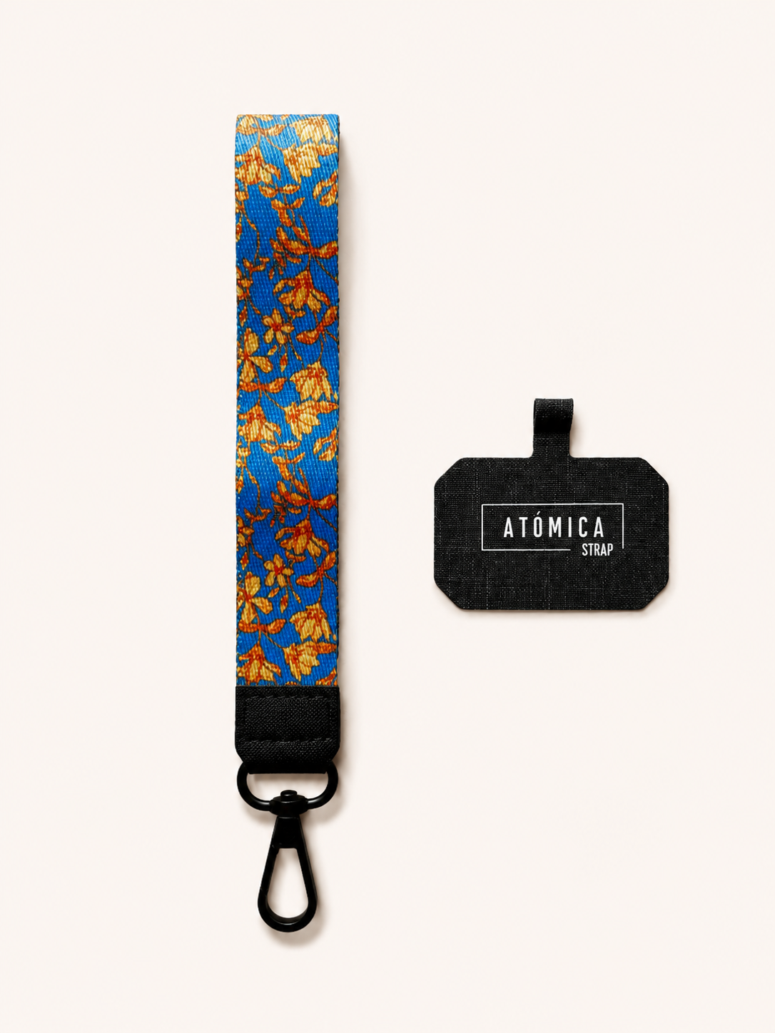 Lanyard de muñeca para celular Azul Flores Amarillas