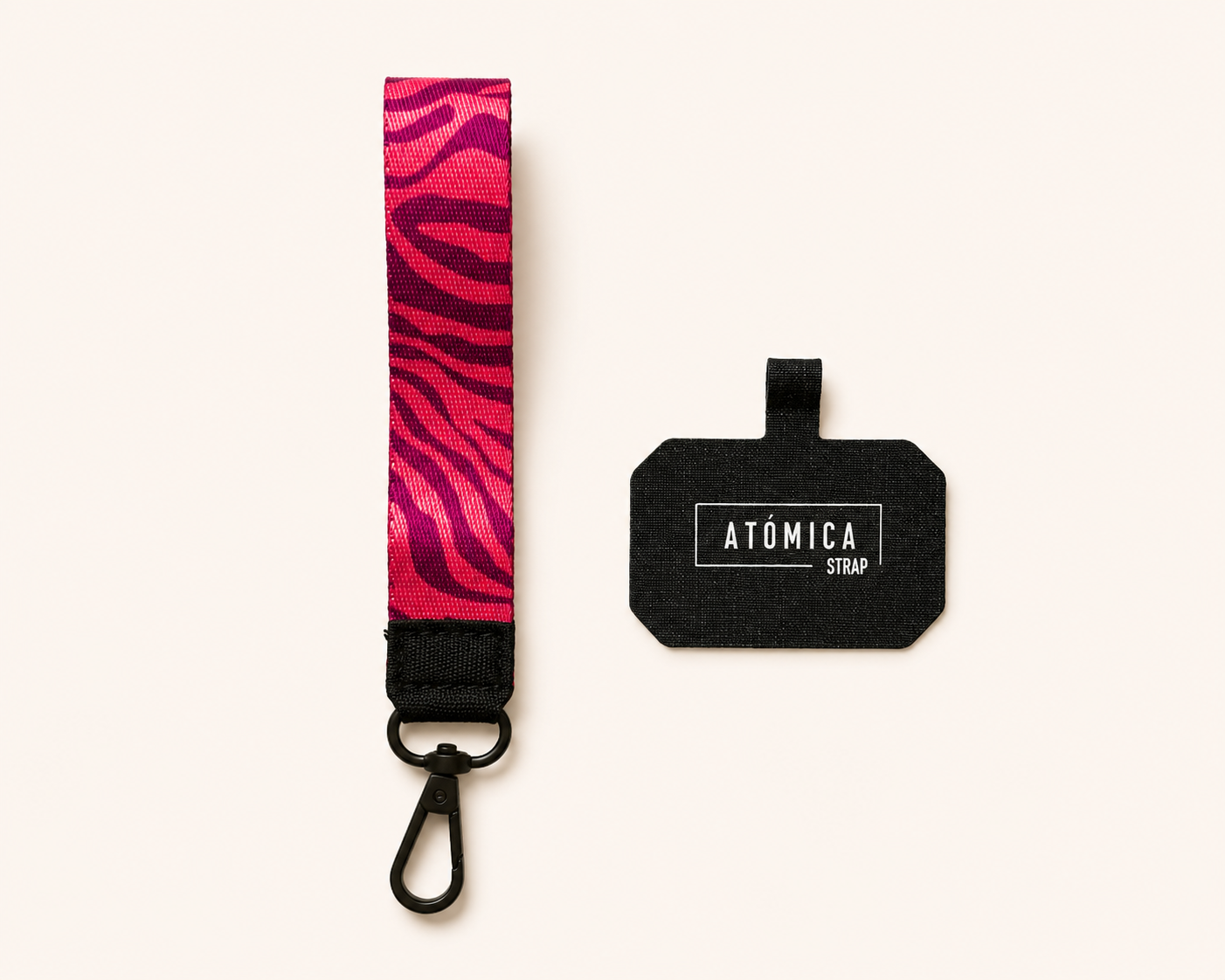 Lanyard Corto Cebra Rosada Naranja