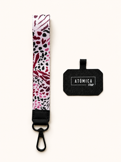 Lanyard de muñeca para celular Manchas Print Rosado