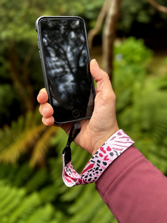 Lanyard de muñeca para celular Manchas Print Rosado