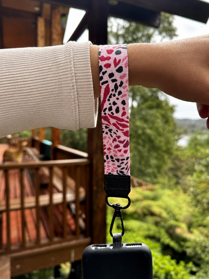 Lanyard de muñeca para celular Manchas Print Rosado
