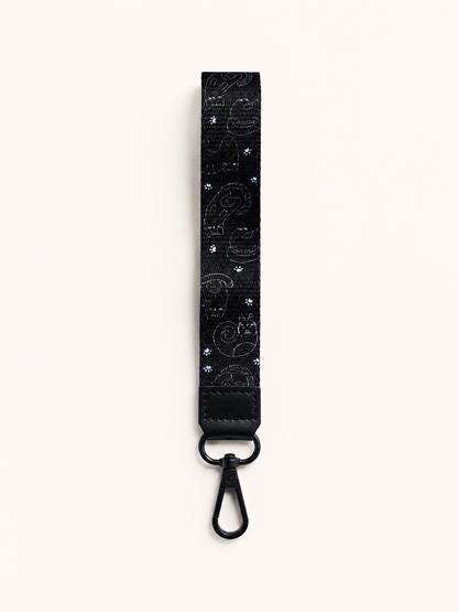 Lanyard Corto Negro Gatos