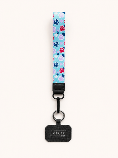 Lanyard de muñeca para celular Patitas Perrito Celeste