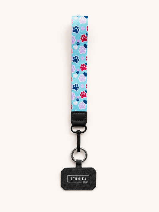 Lanyard de muñeca para celular Patitas Perrito Celeste