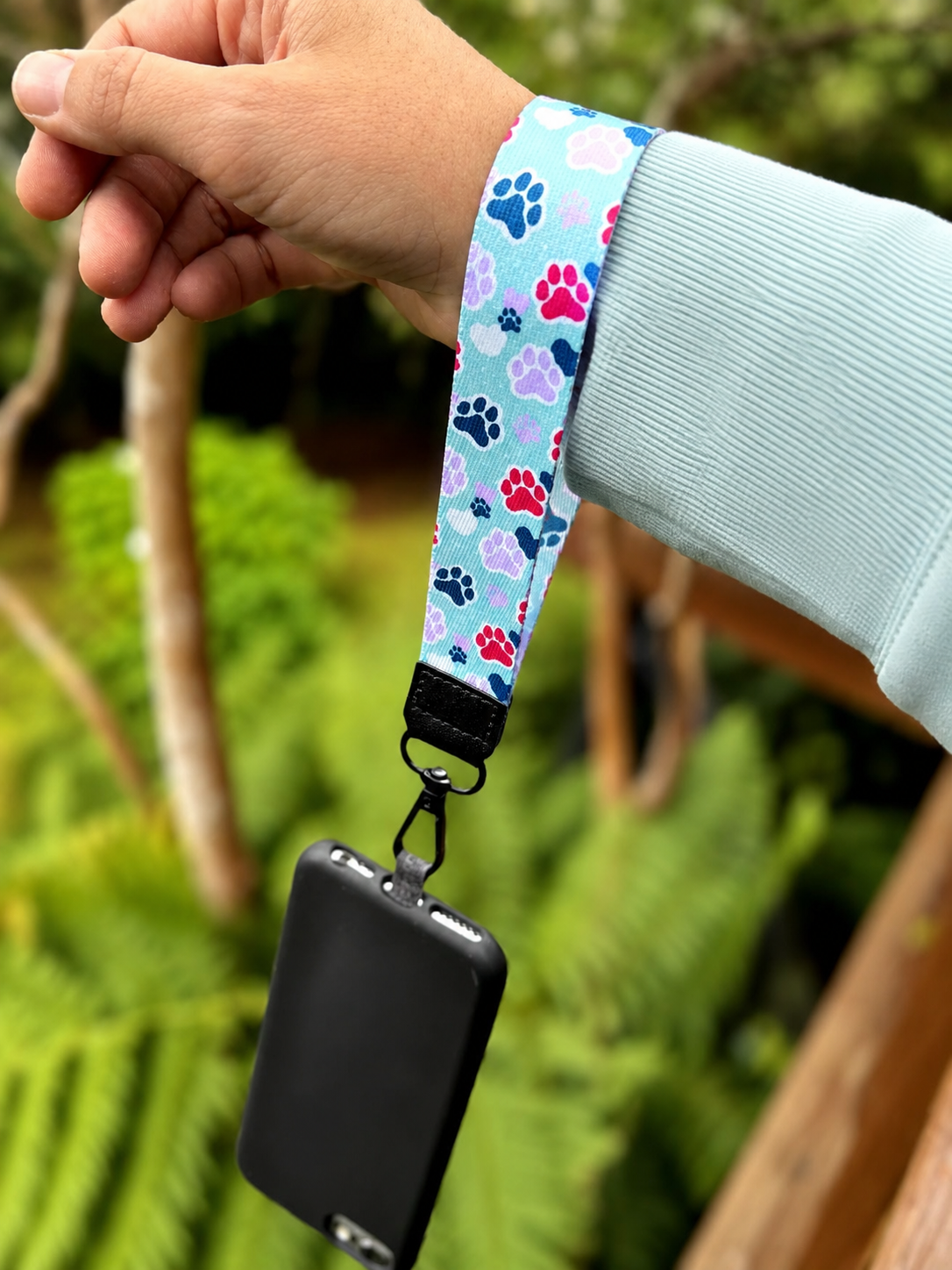 Lanyard Corto Patitas Perrito Celeste