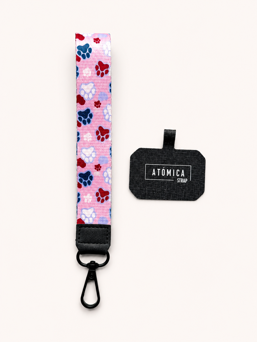 Lanyard de muñeca para celular Patitas Perrito Rosado