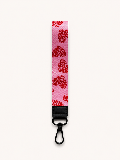 Lanyard Corto Rosado Corazones print