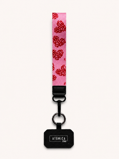 Lanyard de muñeca para celular Rosado Corazones Print