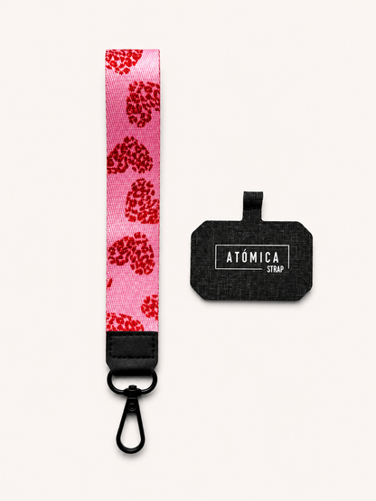 Lanyard de muñeca para celular Rosado Corazones Print