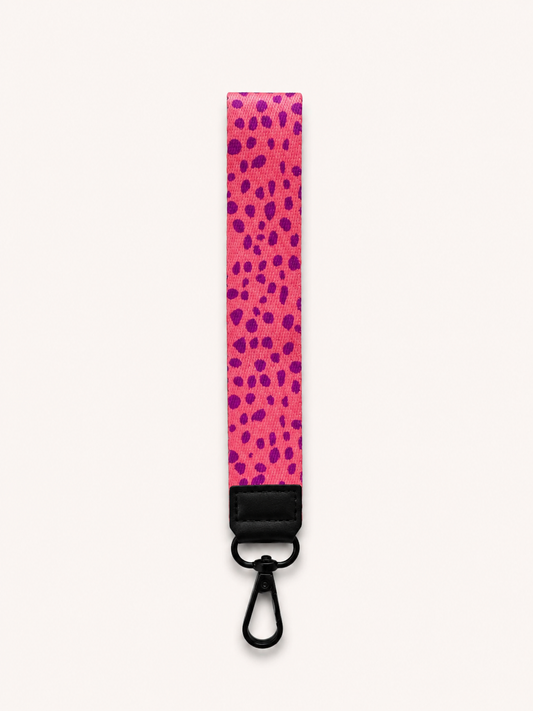 Lanyard Corto Rosado Puntitos