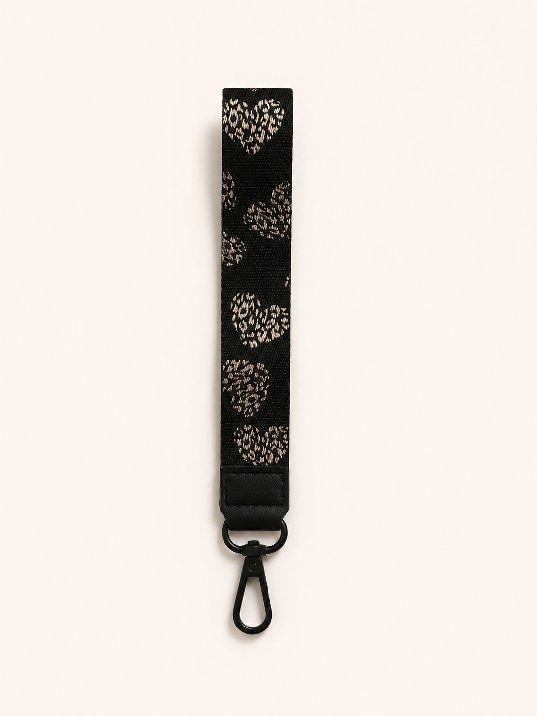 Lanyard Corto Negro Corazones Print
