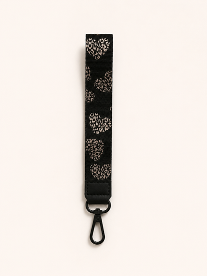 Lanyard Corto Negro Corazones Print