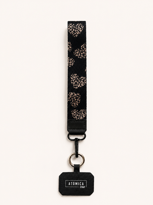 Lanyard de muñeca para celular Negro Corazones Print