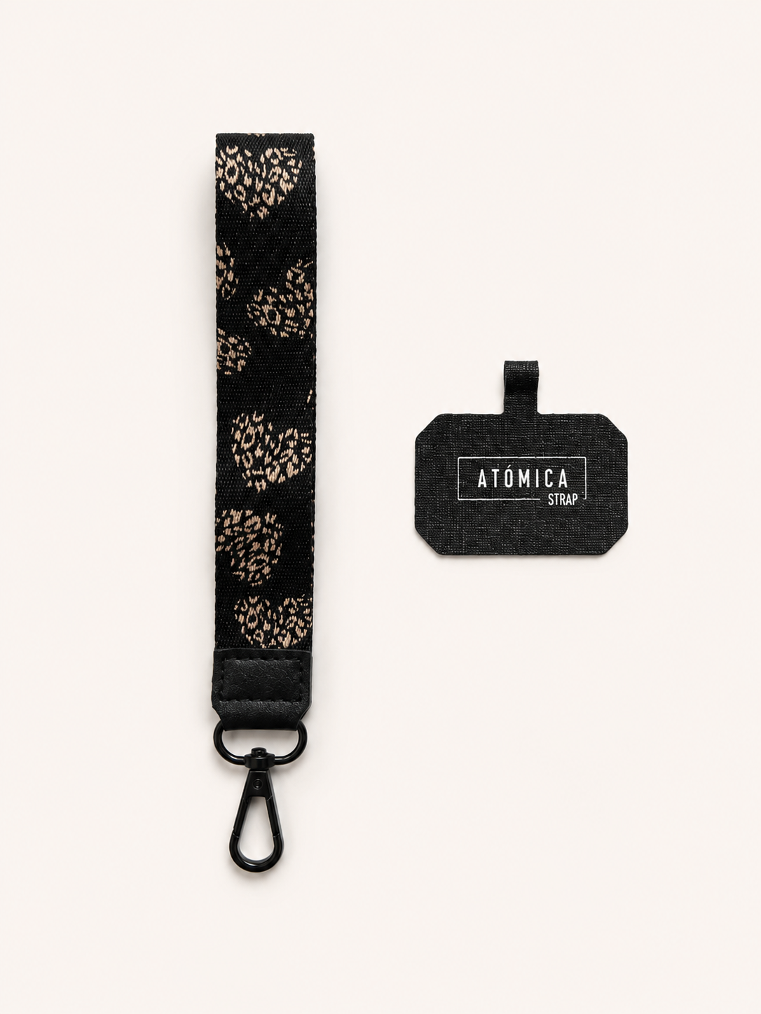 Lanyard de muñeca para celular Negro Corazones Print