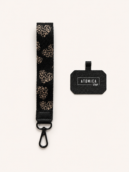 Lanyard de muñeca para celular Negro Corazones Print